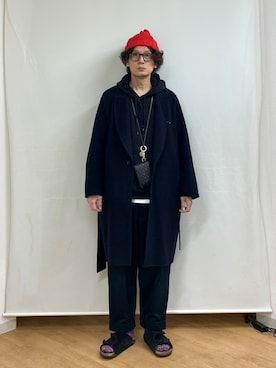 「marka（マーカ）のアイテム（チノパンツ）」を使った、h.s.k.さん（メンズ・176cm）の冬コーディネート