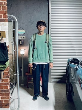 「アイテム（スウェット）」を使った、h.s.k.さん（メンズ・176cm）の秋コーディネート