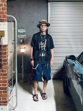 「アイテム（ベスト）」を使った、h.s.k.さん（メンズ・176cm）の夏コーディネート