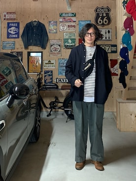 「LOUNGE LIZARD（ラウンジリザード）のアイテム」を使った、h.s.k.さん（メンズ・176cm）の春コーディネート