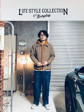 「markaware（マーカウェア）のアイテム（その他アウター）」を使った、h.s.k.さん（メンズ・176cm）の冬コーディネート