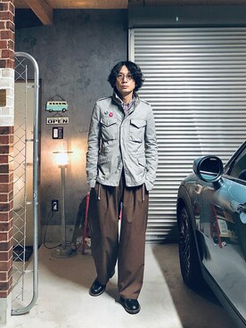 「春服デビュー宣言」｜「アイテム（ミリタリージャケット）」を使った、h.s.k.さん（メンズ・176cm）の春コーディネート