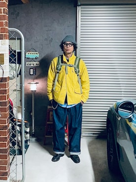 「アイテム（バックパック/リュック）」を使った、h.s.k.さん（メンズ・176cm）の冬コーディネート