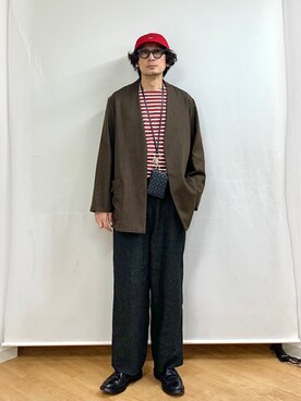 「gilet（ジレ）のアイテム」を使った、h.s.k.さん（メンズ・176cm）の秋コーディネート