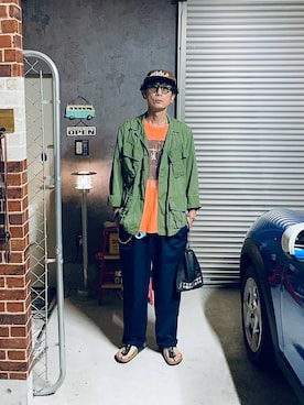 「アイテム（ミリタリージャケット）」を使った、h.s.k.さん（メンズ・176cm）の秋コーディネート