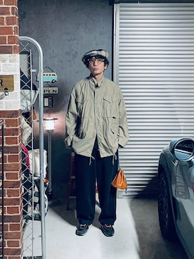 「アイテム（ミリタリージャケット）」を使った、h.s.k.さん（メンズ・176cm）の秋コーディネート