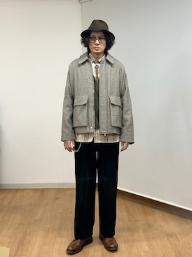 「ネルシャツ」｜「アイテム（その他アウター）」を使った、h.s.k.さん（メンズ・176cm）の冬コーディネート