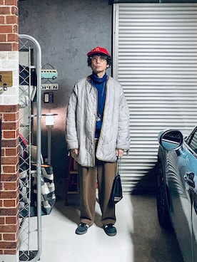 「アイテム（その他アウター、ブルー系）」を使った、h.s.k.さん（メンズ・176cm）の冬コーディネート