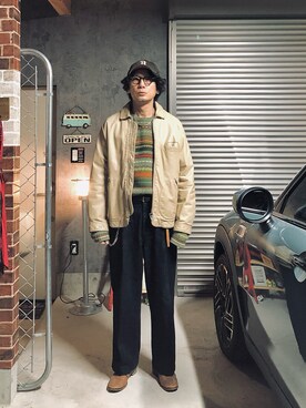 「GOODENOUGH（グッドイナフ）のアイテム（その他アウター）」を使った、h.s.k.さん（メンズ・176cm）の冬コーディネート