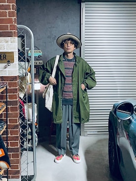 「アイテム（モッズコート）」を使った、h.s.k.さん（メンズ・176cm）の秋コーディネート