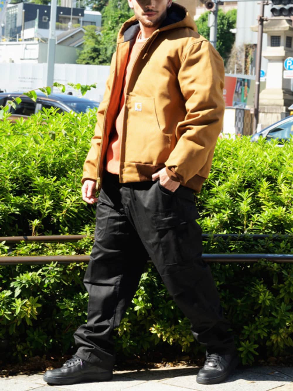 Carhartt フランネル裏地付きダックアクティブパーカーを使った人気 