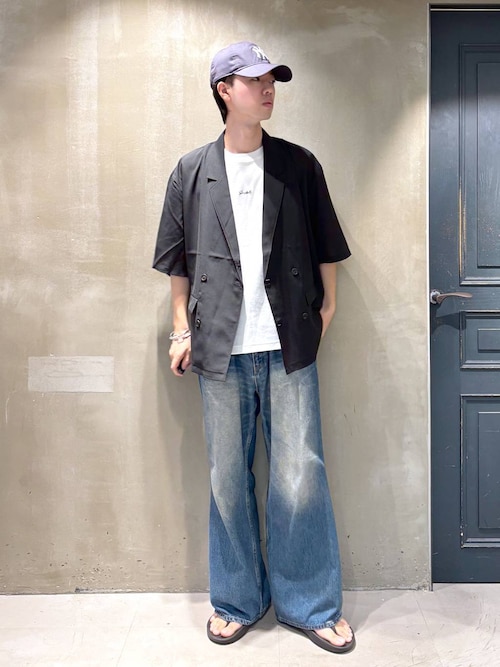 12oz/ヴィンテージライクバギーデニムワイドフレアパンツ