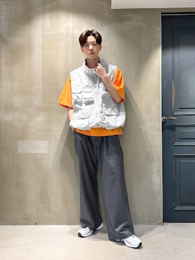 「アイテム（Tシャツ/カットソー、オレンジ系）」を使った、りゅうとさん（メンズ・180cm・20代）の夏コーディネート