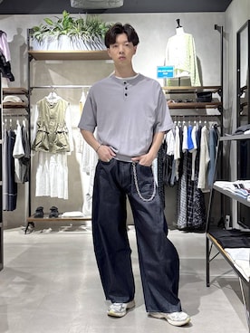 「RAGEBLUE（レイジブルー）のGradation Silver Wallet Chain/グラデーションウォレットチェーン（ウォレットチェーン、シルバー系）」を使った、りゅうとさん（メンズ・180cm）の春コーディネート