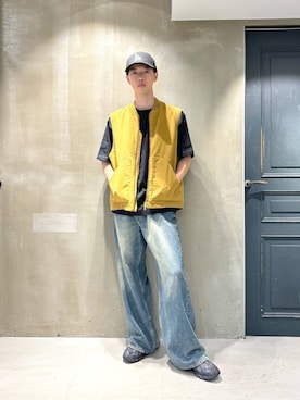 「アイテム（ベスト、ブラウン系）」を使った、りゅうとさん（メンズ・180cm）の夏コーディネート
