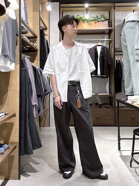 「RAGEBLUE（レイジブルー）のアイテム（スラックス）」を使った、りゅうとさん（メンズ・180cm）の春コーディネート