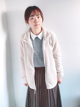 「しまむら（シマムラ）のアイテム（スカート、ブラウン系）」を使った、はるっちさん（レディース・157cm）の冬コーディネート