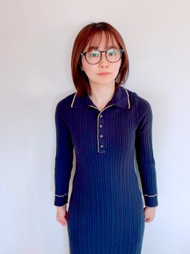 「GU（ジーユー）のアイテム（ワンピース/ドレス、ブルー系）」を使った、はるっちさん（レディース・157cm）の冬コーディネート