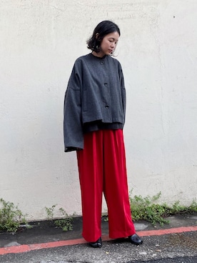 「CLANE（クラネ）のアイテム（ブルゾン）」を使った、ina*:.｡さん（レディース・159cm）の冬コーディネート