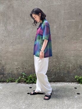 「Ungrid（アングリッド）のアイテム（スラックス）」を使った、ina*:.｡さん（レディース・159cm）の夏コーディネート