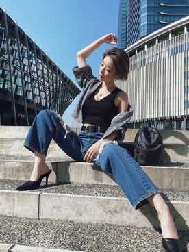 「GYDA（ジェイダ）のアイテム（テーラードジャケット）」を使った、Misaさん（レディース・158cm）の春コーディネート