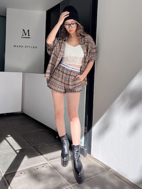 「GYDA（ジェイダ）のアイテム（ニットキャップ/ビーニー）」を使った、Misaさん（レディース・158cm）の秋コーディネート