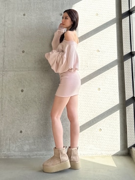 「アイテム（ワンピース、ピンク系）」を使った、Misaさん（レディース・158cm）の春コーディネート