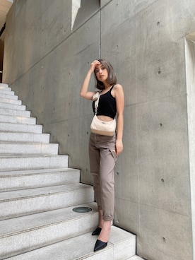 「GYDA（ジェイダ）のアイテム（チノパンツ）」を使った、Misaさん（レディース・158cm）の夏コーディネート
