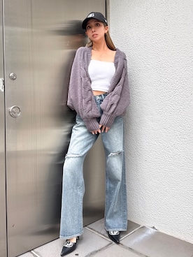 「GYDA（ジェイダ）のアイテム（カーディガン/ボレロ）」を使った、Misaさん（レディース・158cm）の春コーディネート