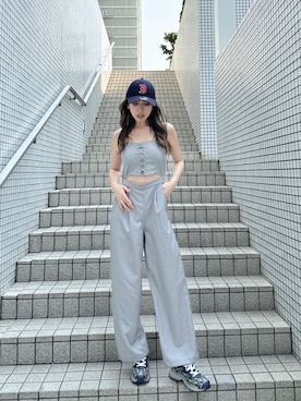 「アイテム（つなぎ/オールインワン）」を使った、Misaさん（レディース・158cm）の秋コーディネート