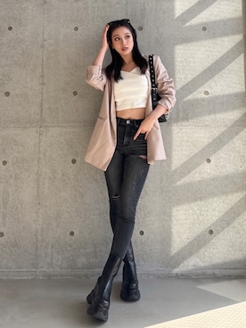 「GYDA（ジェイダ）のアイテム（テーラードジャケット）」を使った、Misaさん（レディース・158cm）の冬コーディネート