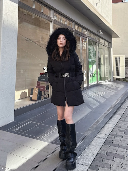 GYDA ロングダウンコート ベルト付き ジェイダ GYDA GDベルト付きロングダウンコート （O.WHT