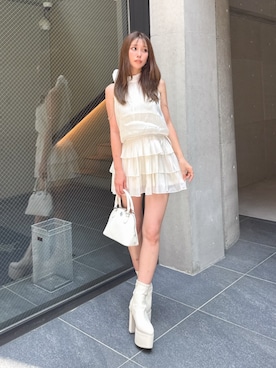 「GYDA（ジェイダ）のbijou chainアメスリティアードワンピース（ワンピース、ブラック系）」を使った、Misaさん（レディース・158cm）の秋コーディネート