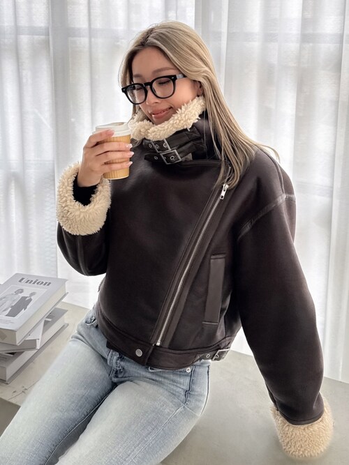 GYDA（ジェイダ）の「フェイクスウェードボアショートジャケット 