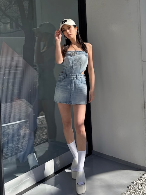 セール】GD MOLD SIDE OPENスカートライクデニムワンピース