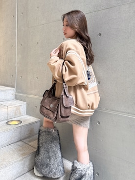 「アイテム（スタジャン）」を使った、Misaさん（レディース・158cm）の秋コーディネート