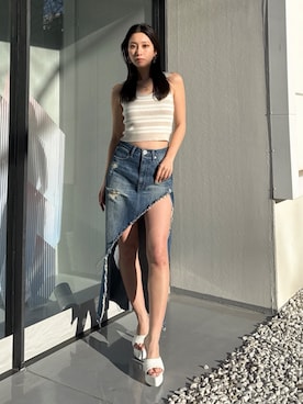 「アイテム（スカート）」を使った、Misaさん（レディース・158cm）の夏コーディネート