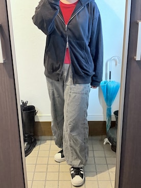 「アイテム（タンクトップ、レッド系）」を使った、ぬとさん（レディース・160cm）の秋コーディネート