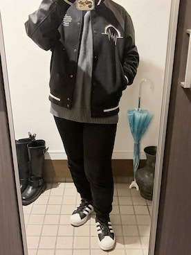 「アイテム（スタジャン）」を使った、ぬとさん（レディース・160cm）の秋コーディネート