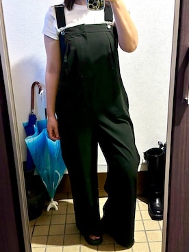 「GU（ジーユー）のアイテム（オールインワン・サロペット）」を使った、ぬとさん（レディース・160cm）の秋コーディネート