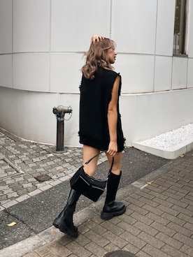 「ツイードベスト」｜「アイテム（ジャケット/アウター）」を使った、Rionaさん（レディース・159cm）の秋コーディネート