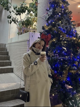 「EVRIS（エヴリス）のアイテム（チェスターコート）」を使った、Rionaさん（レディース・159cm）の冬コーディネート