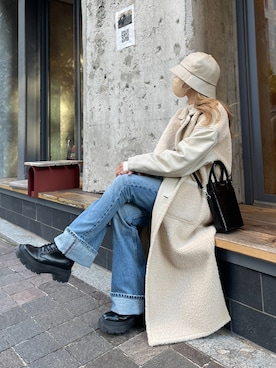 「EVRIS（エヴリス）のアイテム（その他アウター）」を使った、Rionaさん（レディース・159cm）の冬コーディネート