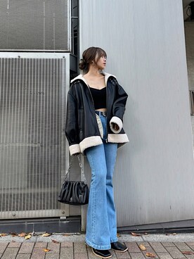 「秋トレンド2021」｜「アイテム（ブルゾン）」を使った、Rionaさん（レディース・159cm）の秋コーディネート