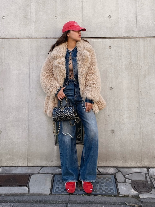 EVRIS (エヴリス) デニムバイカーブルゾン/サイドカッティングワイドデニム EVRIS (エヴリス) デニムバイカーブルゾン/サイドカッティング