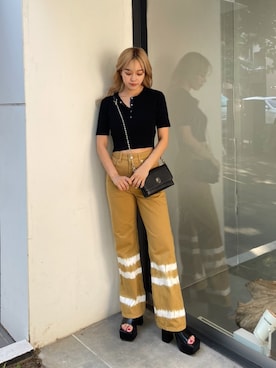 「ブリーチデニム」｜「アイテム（サンダル）」を使った、Rionaさん（レディース・159cm）の夏コーディネート