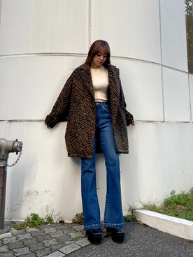 「EVRIS（エヴリス）のアイテム（その他アウター）」を使った、Rionaさん（レディース・159cm）の秋コーディネート