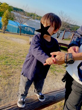 「manina」｜Kae&Tsubaさん（キッズ・90cm）の秋コーディネート