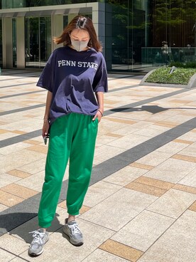 「H&M（エイチ・アンド・エム）のアイテム（スウェットパンツ、グリーン系）」を使った、yukiyoさん（レディース・171cm）の春コーディネート