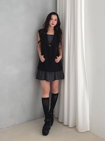 カットアウトツイードミニマーメイドワンピース｜マーキュリー